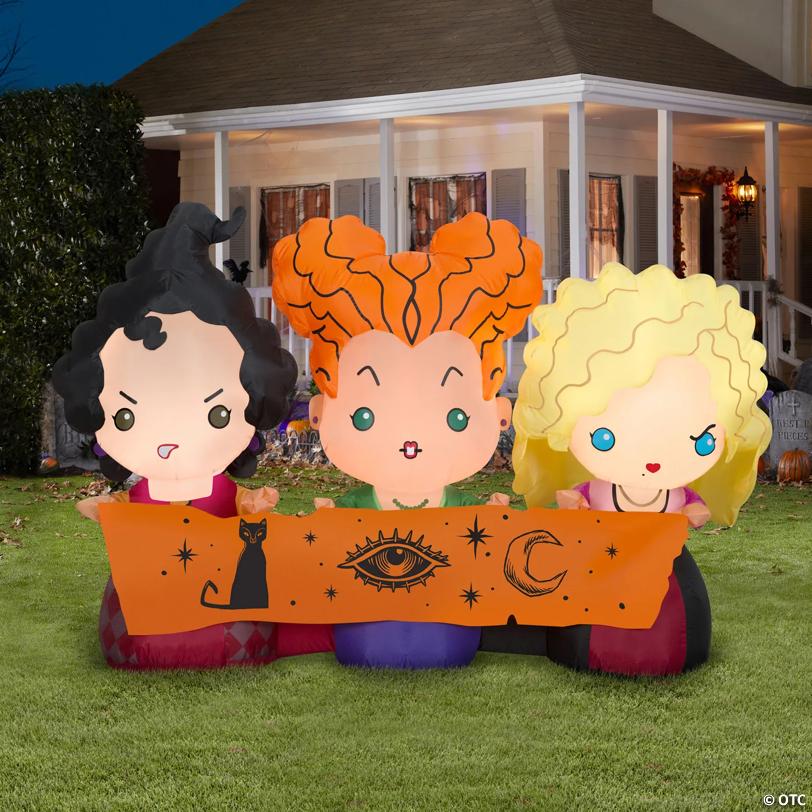 42" Blow-Up Inflatable Hocus Pocus Sisters with Built-In LED Lights Outdoor Yard Decoration