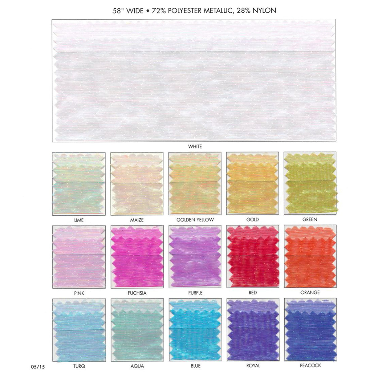 Sheer Opalescence Polyester Metallic Nylon Organza Fabric - Aqua, 58" Wide (1 Yard)