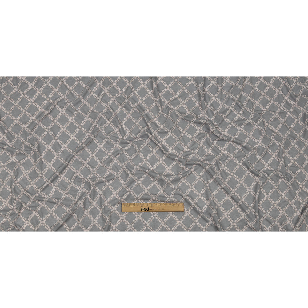Dusty Purple and Pale Pink Decorative Lattice Polyester and Rayon Jersey