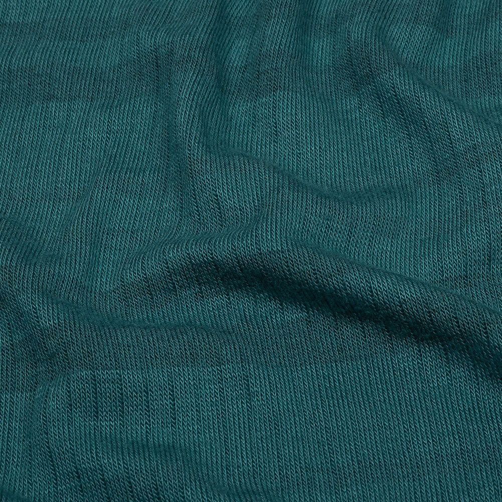 Teal and Charcoal Striped Stretch Rayon Rib Knit