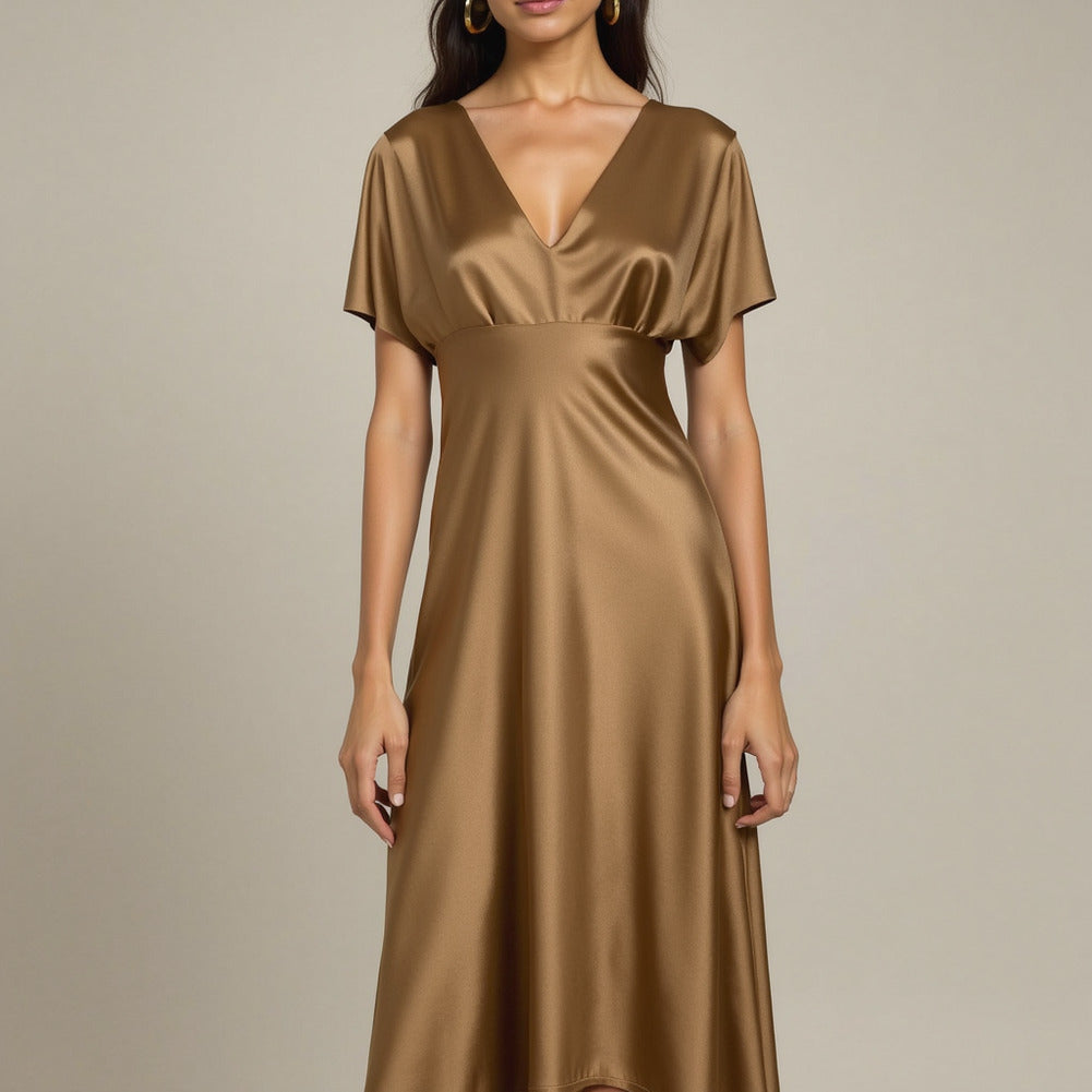Sustainable Viscose Fluid Satin - Camel - Mood Exclusive Elliana Collection