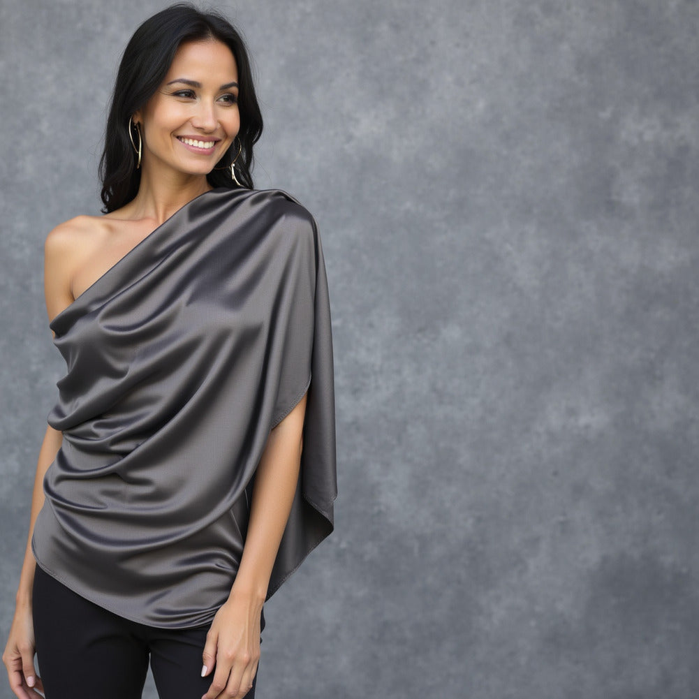 Sustainable Viscose Fluid Satin - Slate - Mood Exclusive Elliana Collection