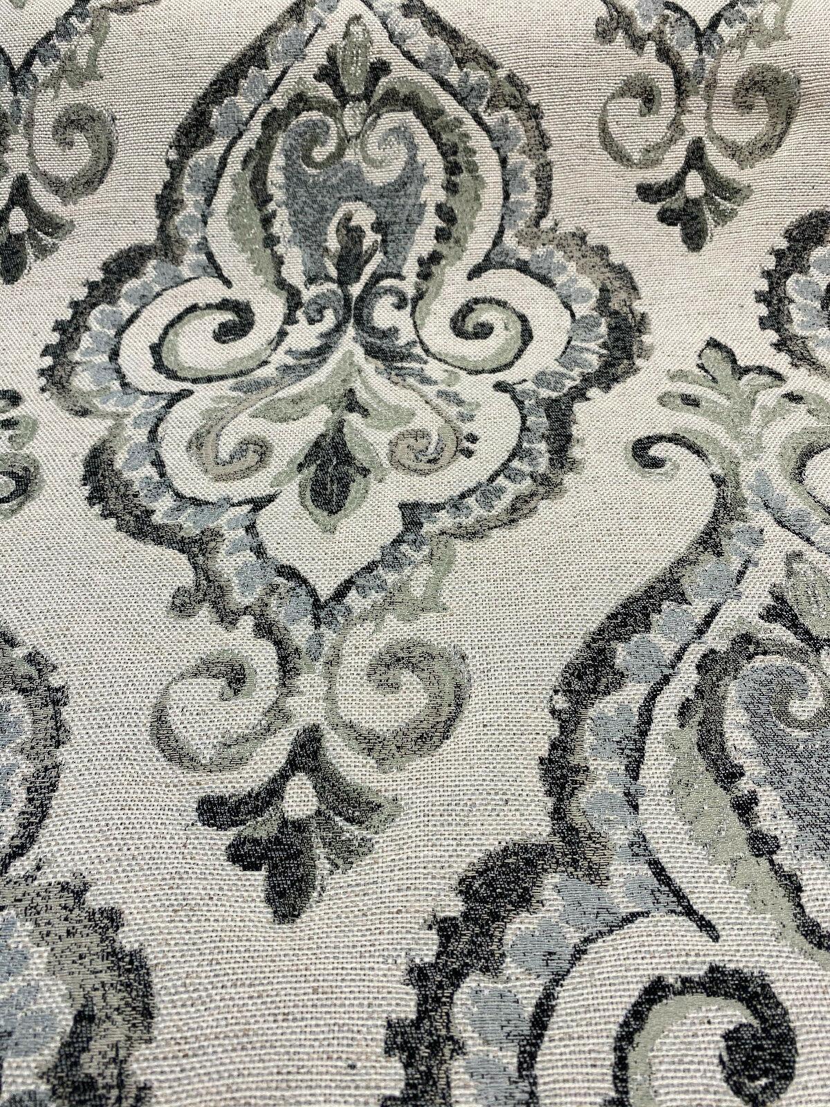 Shamaris Marsh Antique Damask Chenille Upholstery Fabric - Beige, Damask Pattern, 57" Width (1 Yard)