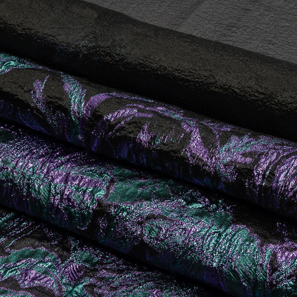 Metallic Mystic Vibes, Mega Marine and Blackened Blue Flashy Flowers Luxury Burnout Brocade
