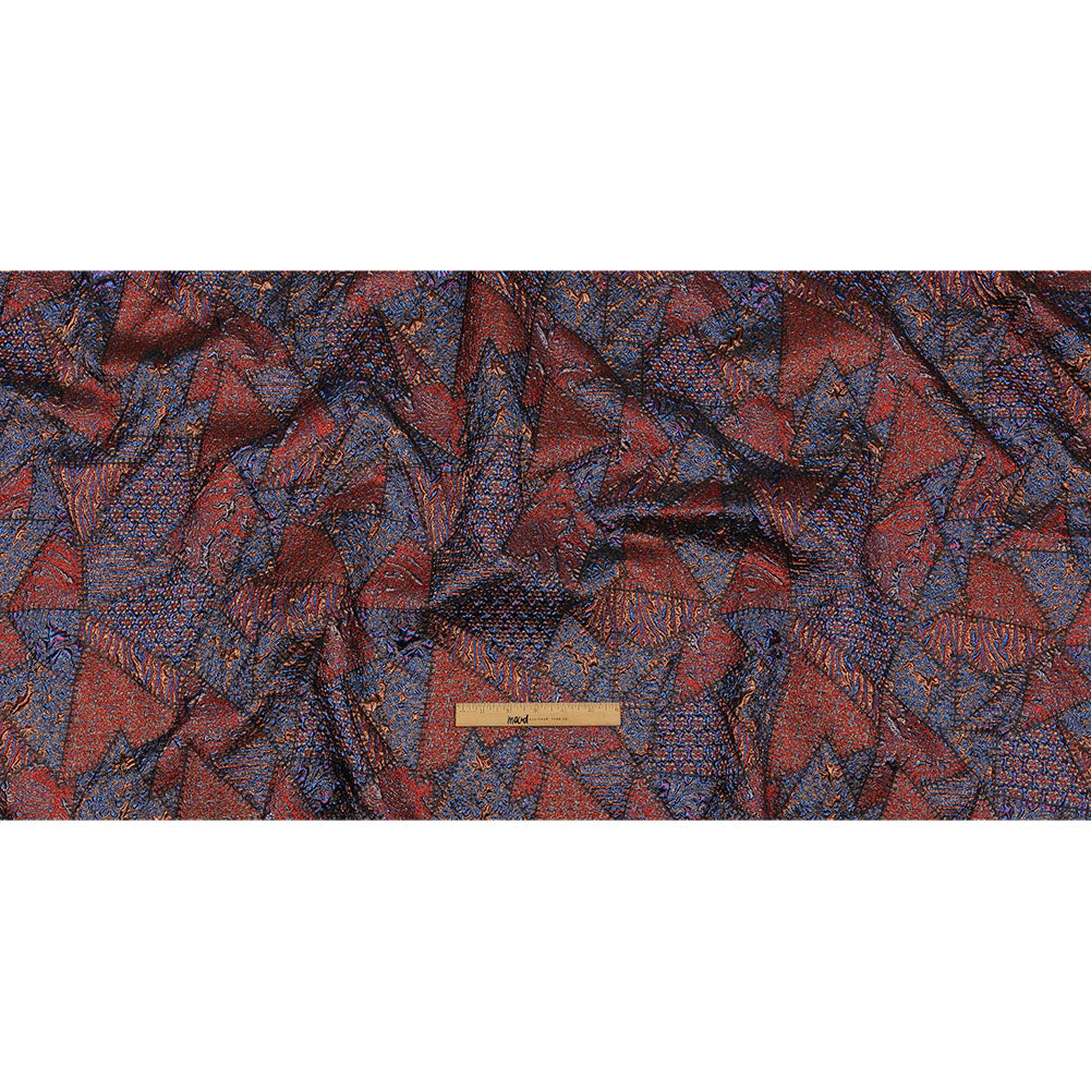 Metallic Candy Apple Red, Magnetic Blue and Glamour Gold Crazy Quilt Patchwork Luxury Brocade