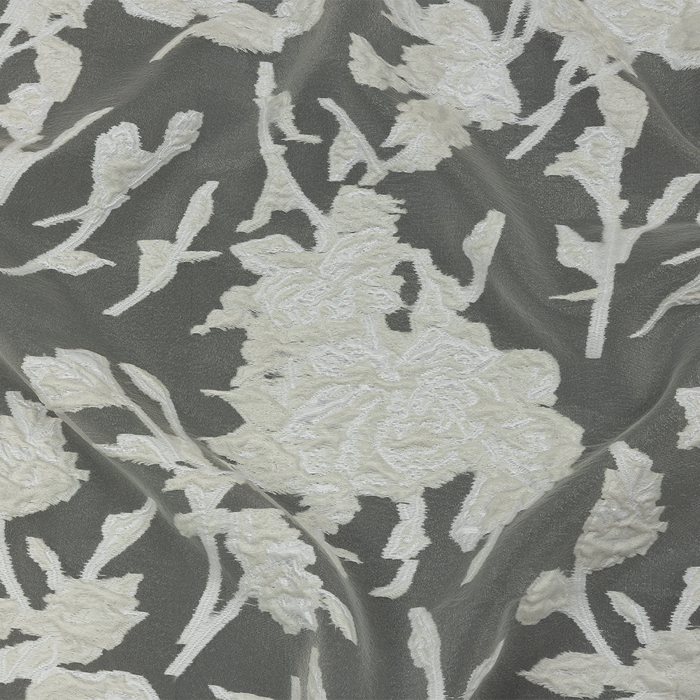 Metallic Lacquer Roses Luxury Burnout Brocade