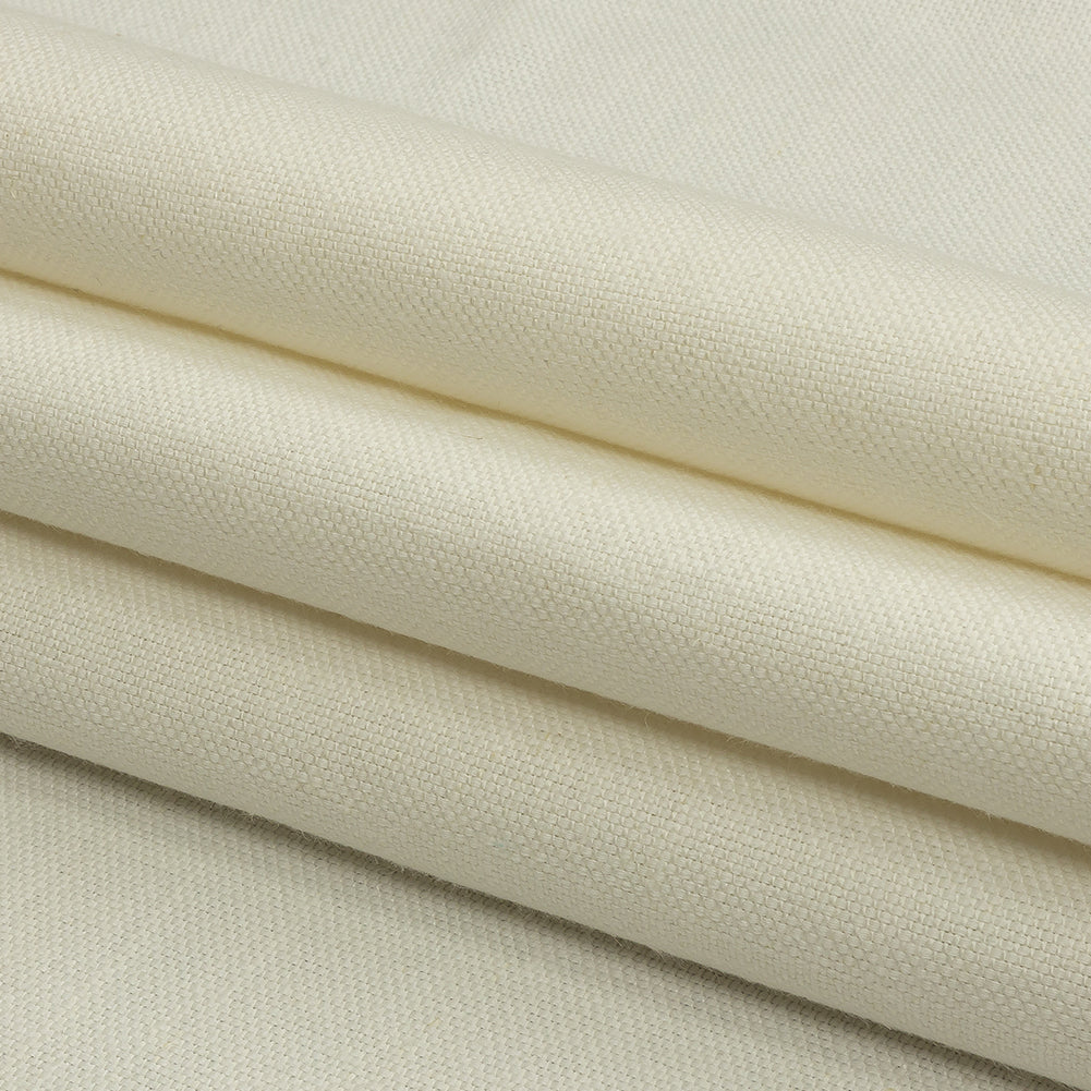 Ivory Linen and Cotton Basketweave Canvas