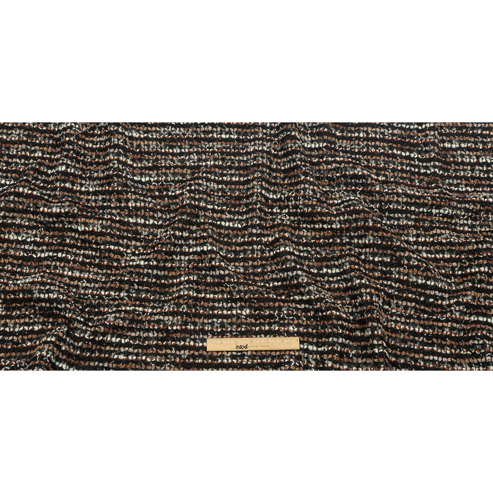 Black, Orange and Tan Striped Boucle Chunky Wool Sweater Knit