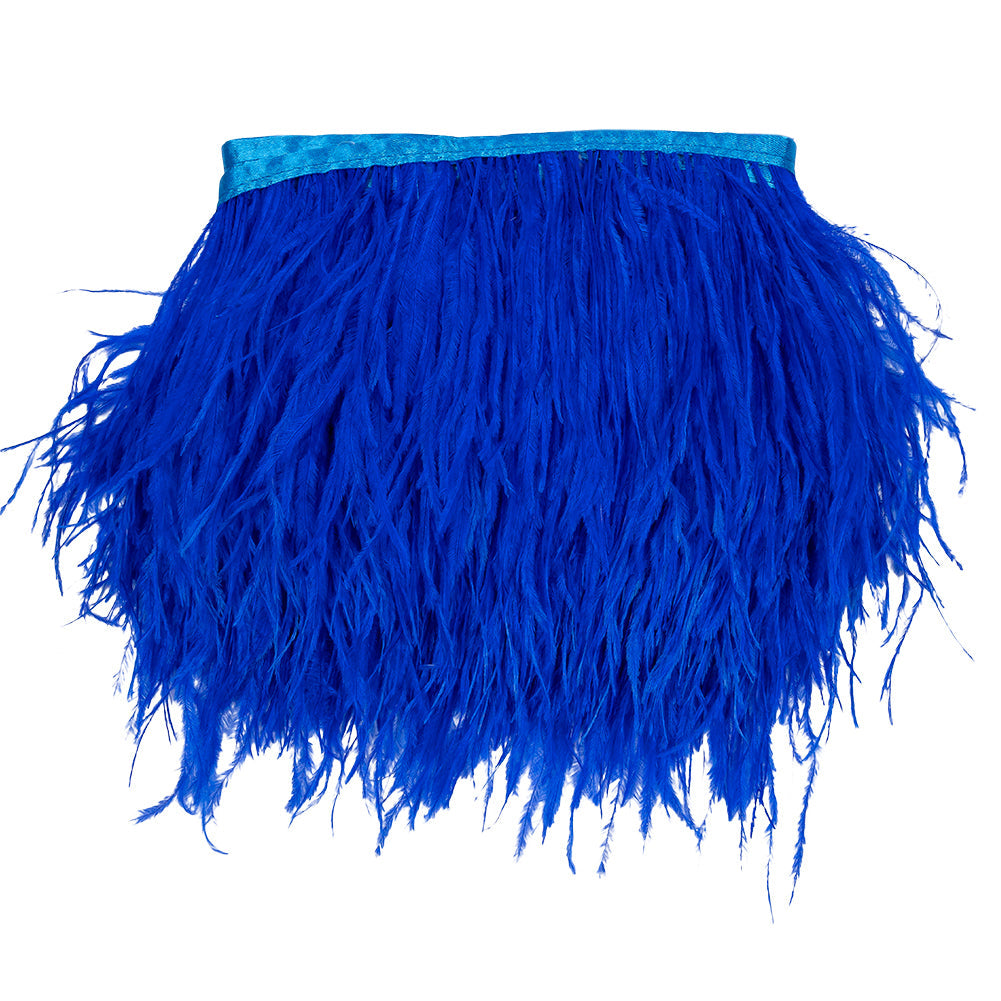 Ostrich Feather Fringe Trim 5" Single Ply - Blue - Aviana Collection