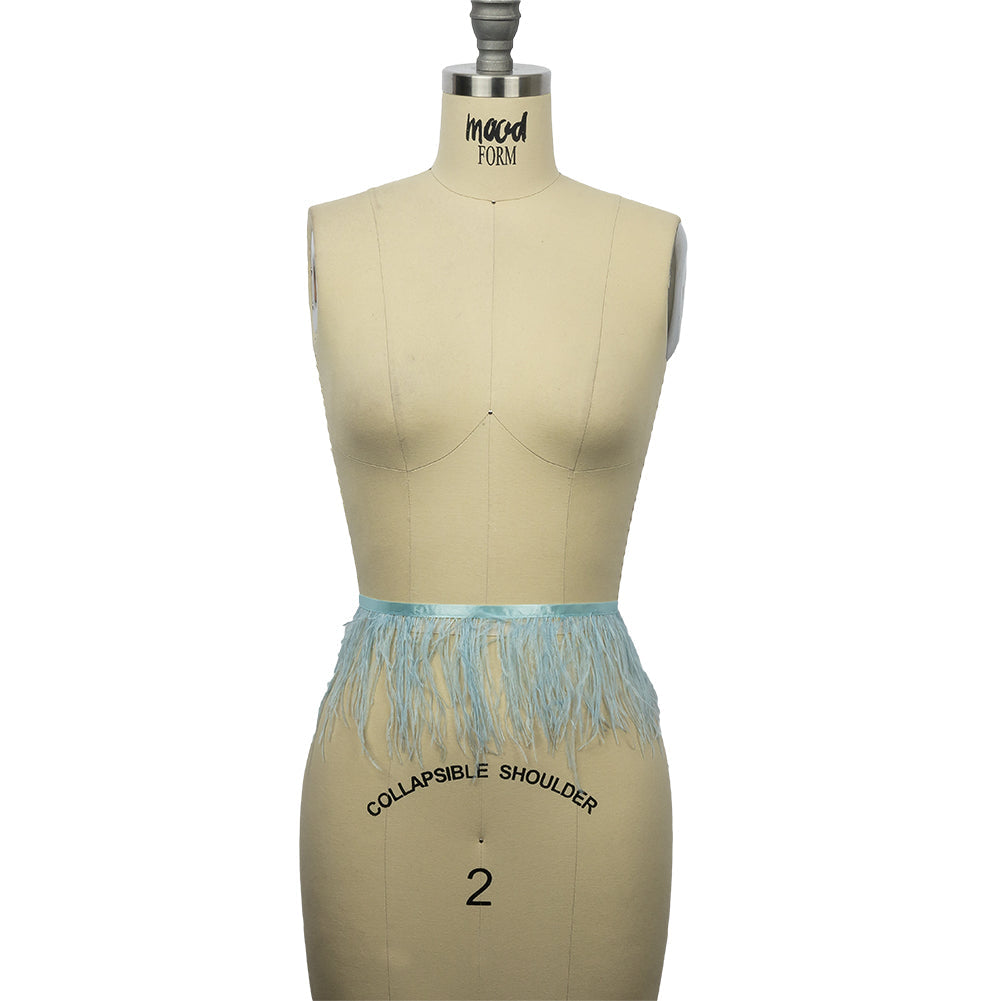 Ostrich Feather Fringe Trim 5" Single Ply - Baby Blue - Aviana Collection