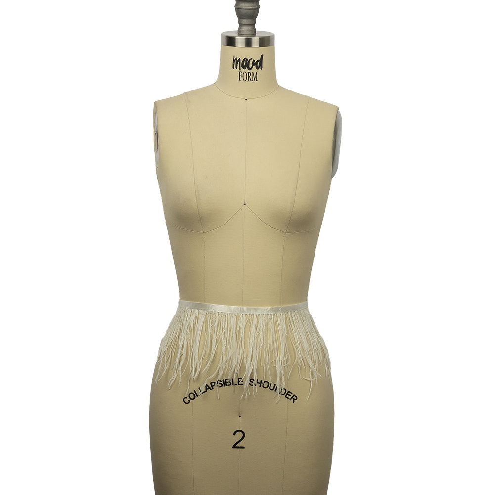 Ostrich Feather Fringe Trim 5" Single Ply - Snow White - Aviana Collection