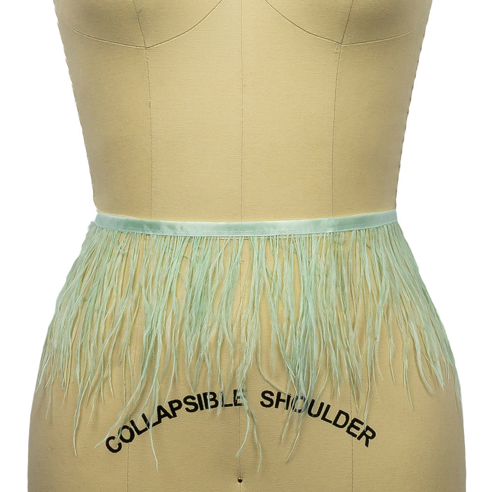 Ostrich Feather Fringe Trim 5" Single Ply - Sea Green - Aviana Collection