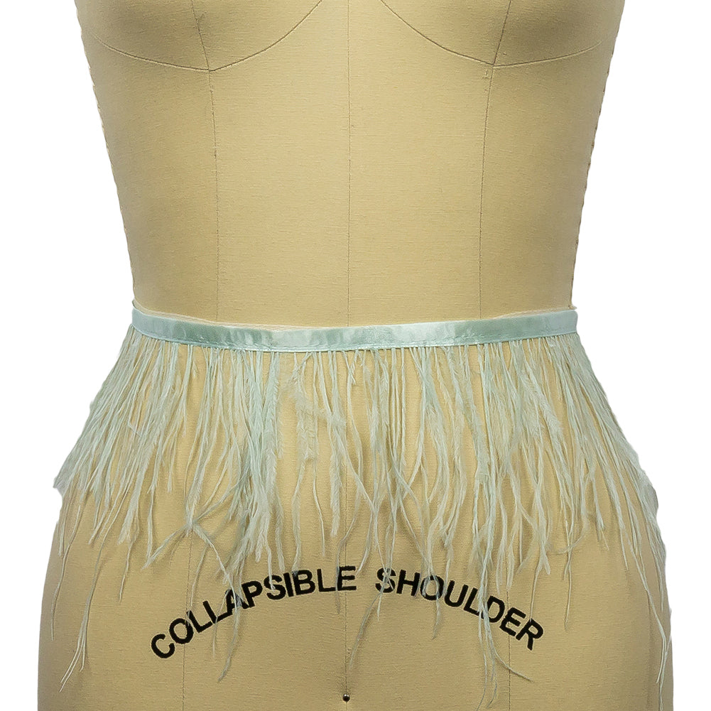 Ostrich Feather Fringe Trim 5" Single Ply - Seafoam - Aviana Collection