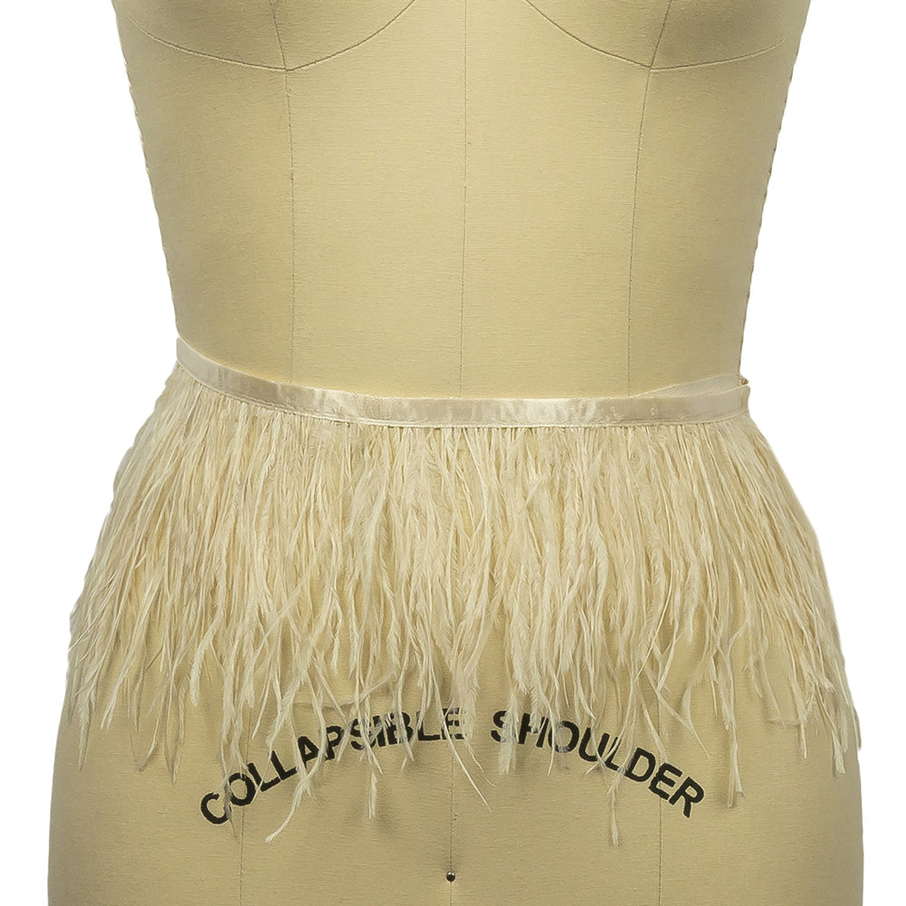 Ostrich Feather Fringe Trim 5" Two Ply - Bone White - Aviana Collection