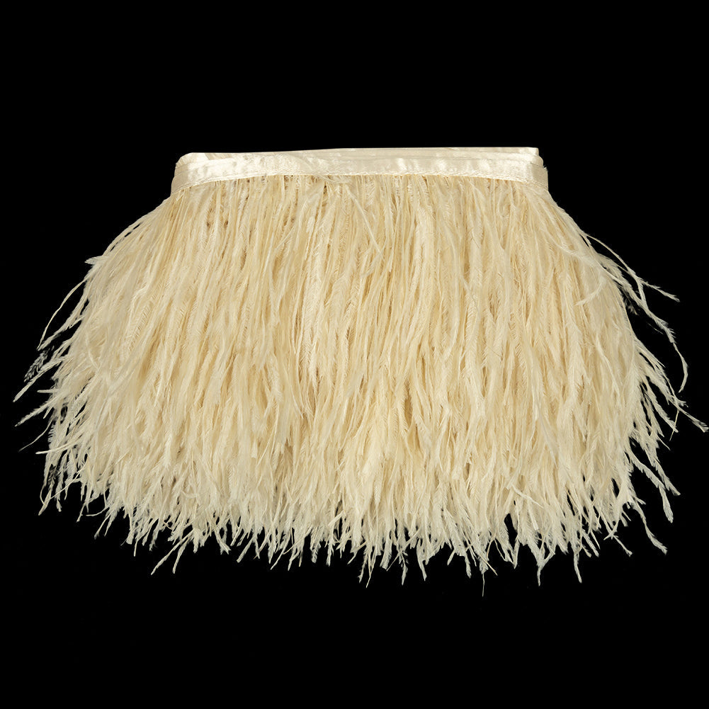 Ostrich Feather Fringe Trim 5" Two Ply - Bone White - Aviana Collection