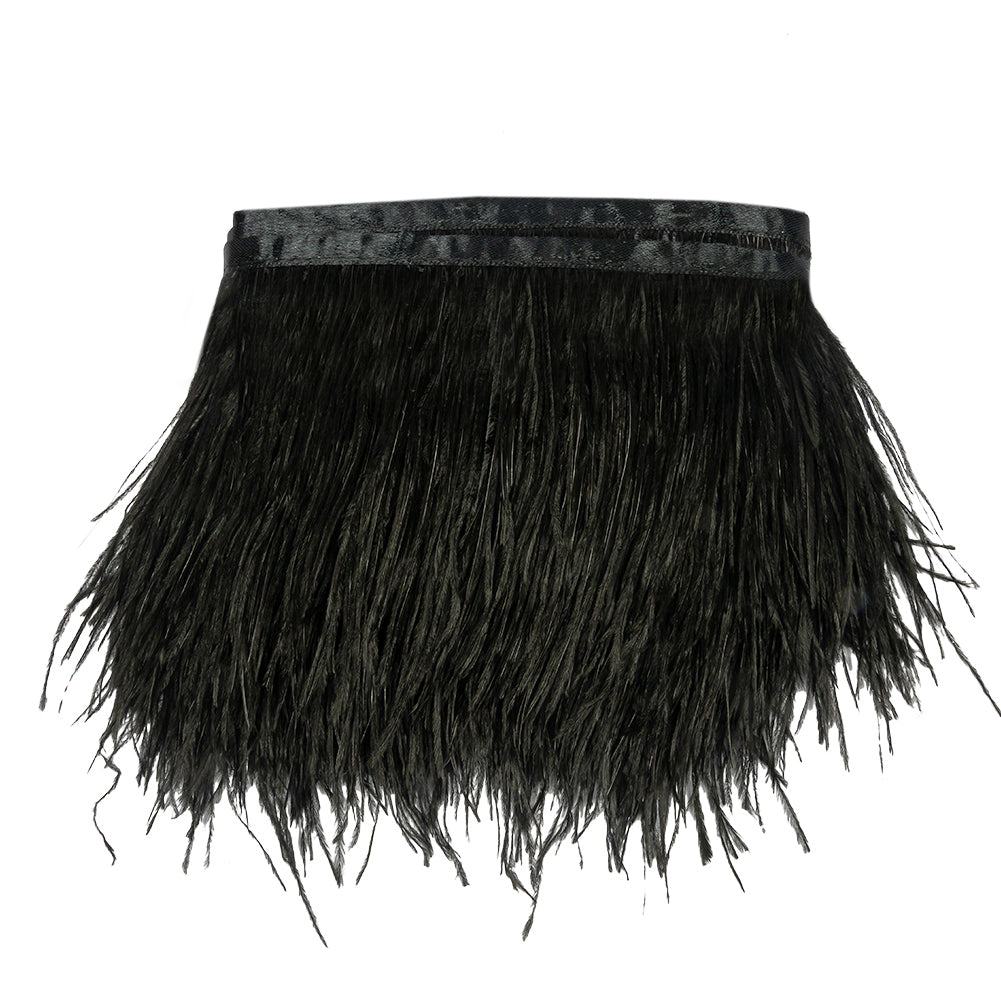 Ostrich Feather Fringe Trim 5" Two Ply - Black - Aviana Collection