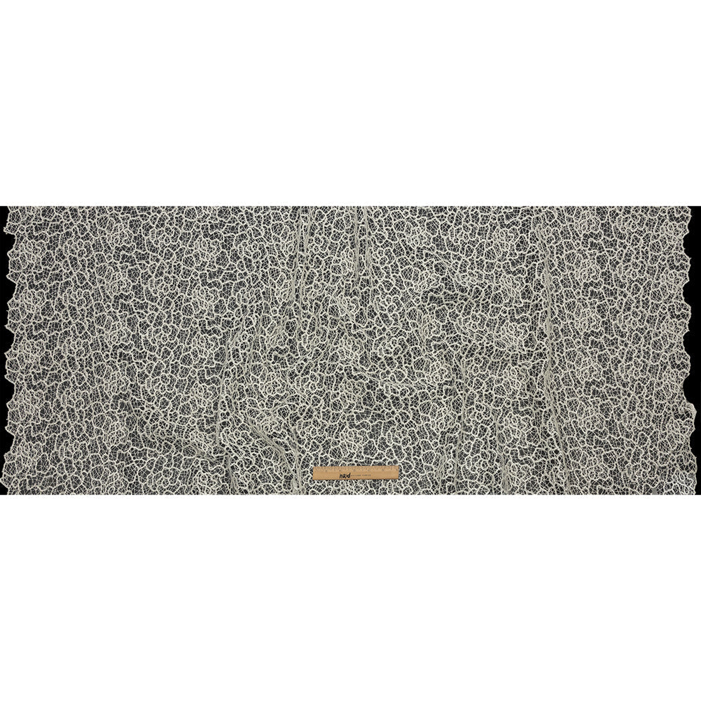 Guipure Lace with Glitter - White Meandering Lines