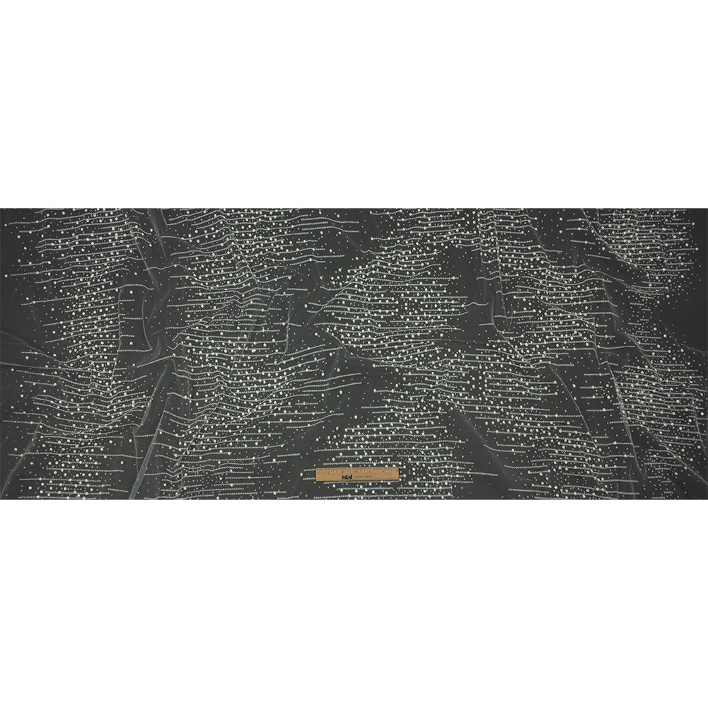 3D Puffy Glitter Tulle - White Spotted Striations