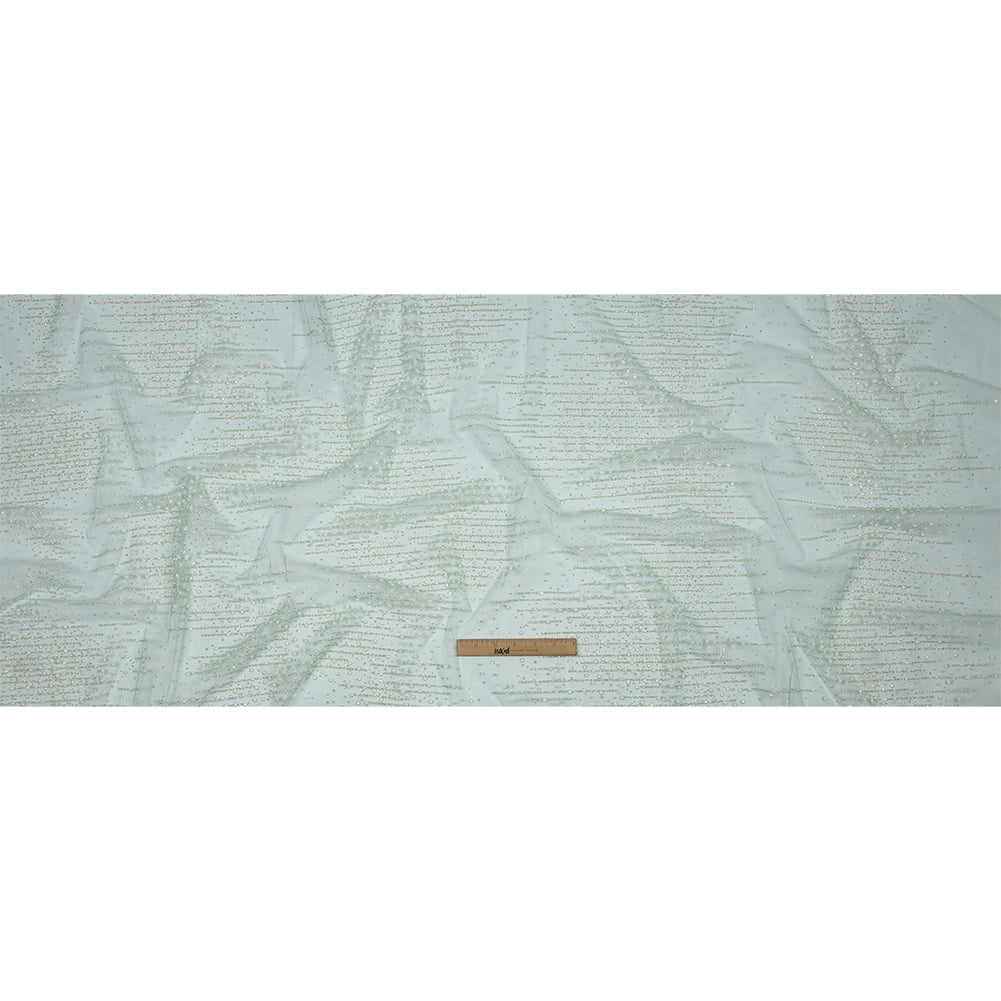 3D Puffy Glitter Tulle - Mint Spotted Striations