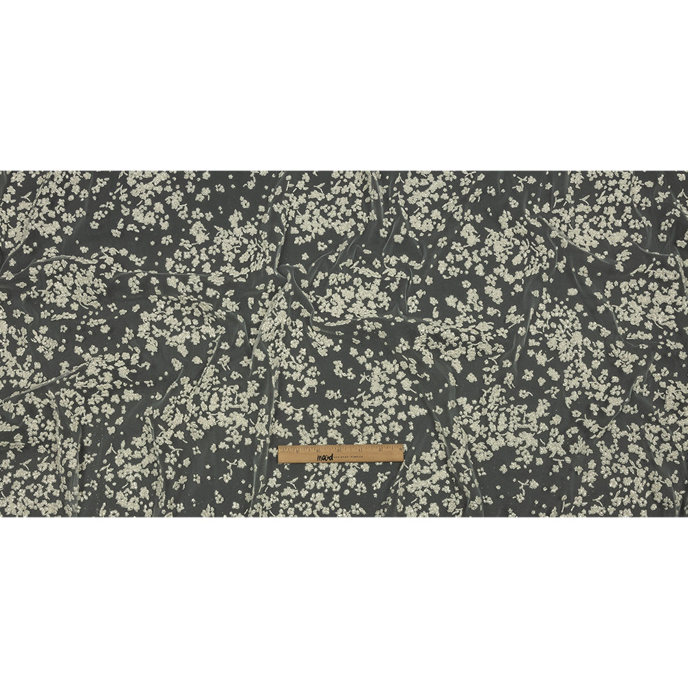 3D Puffy Glitter Tulle - White Floral