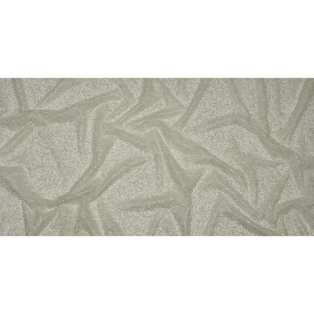Glitter Tulle - Light Mint and Silver Abstract Striations - Flare Collection