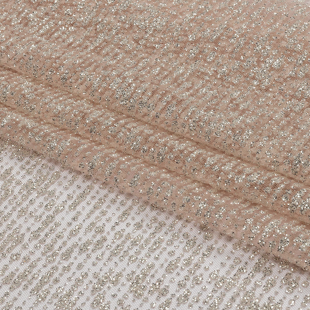 Glitter Tulle - Powder Pink and Silver Abstract Striations - Flare Collection