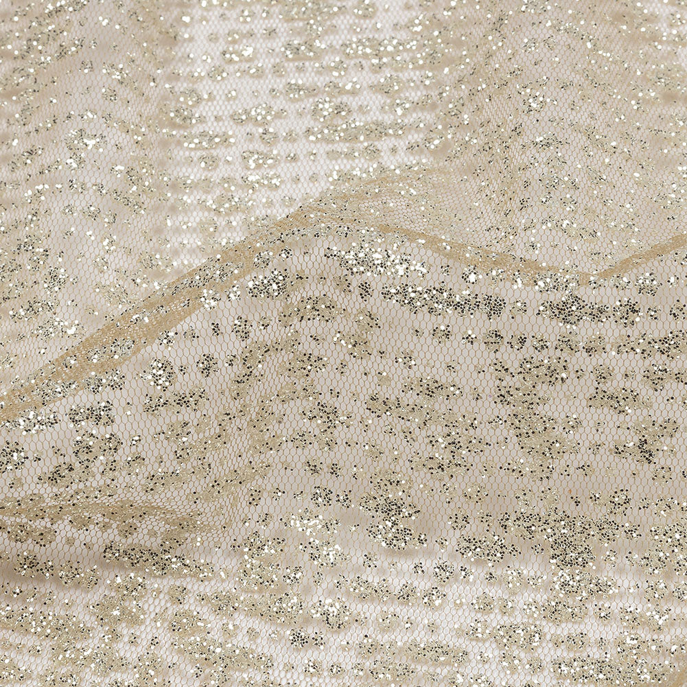 Glitter Tulle - Nude and Silver Abstract Striations - Flare Collection