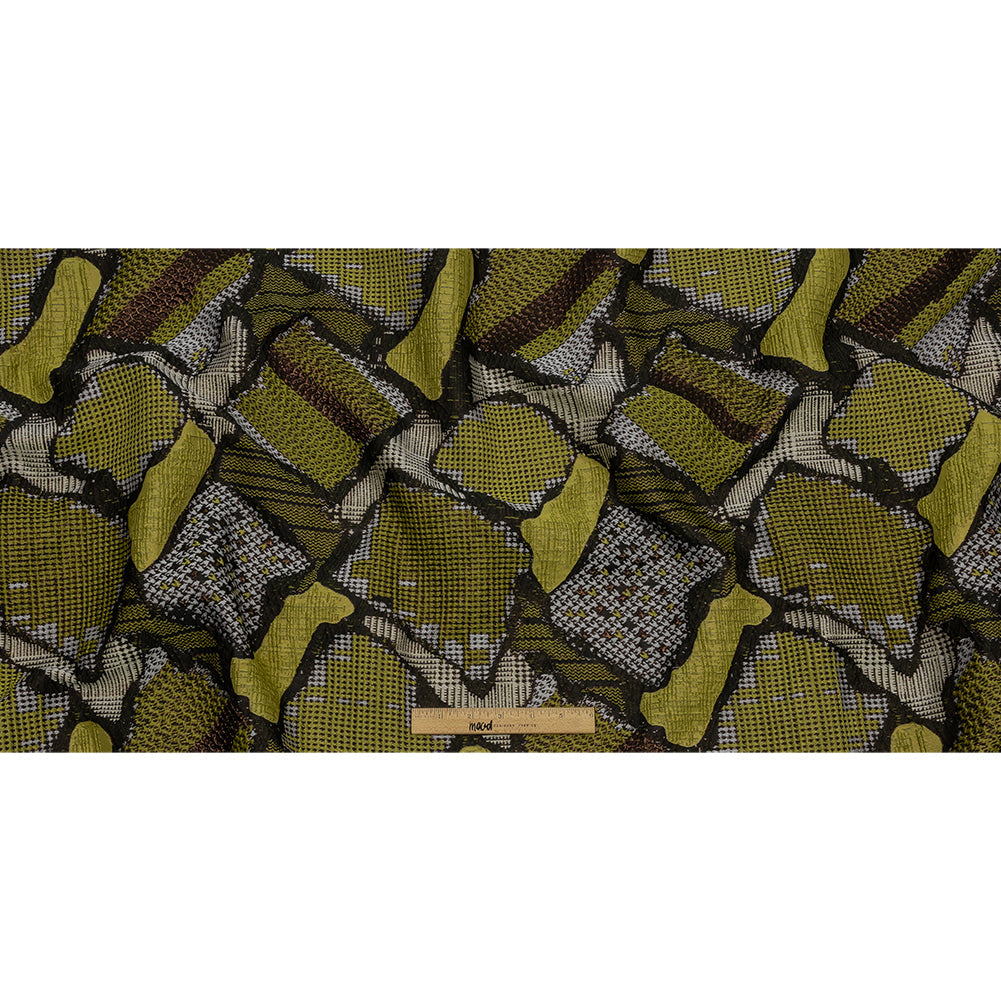 Metallic Black and Yellow Abstract Patchwork Luxury Brocade