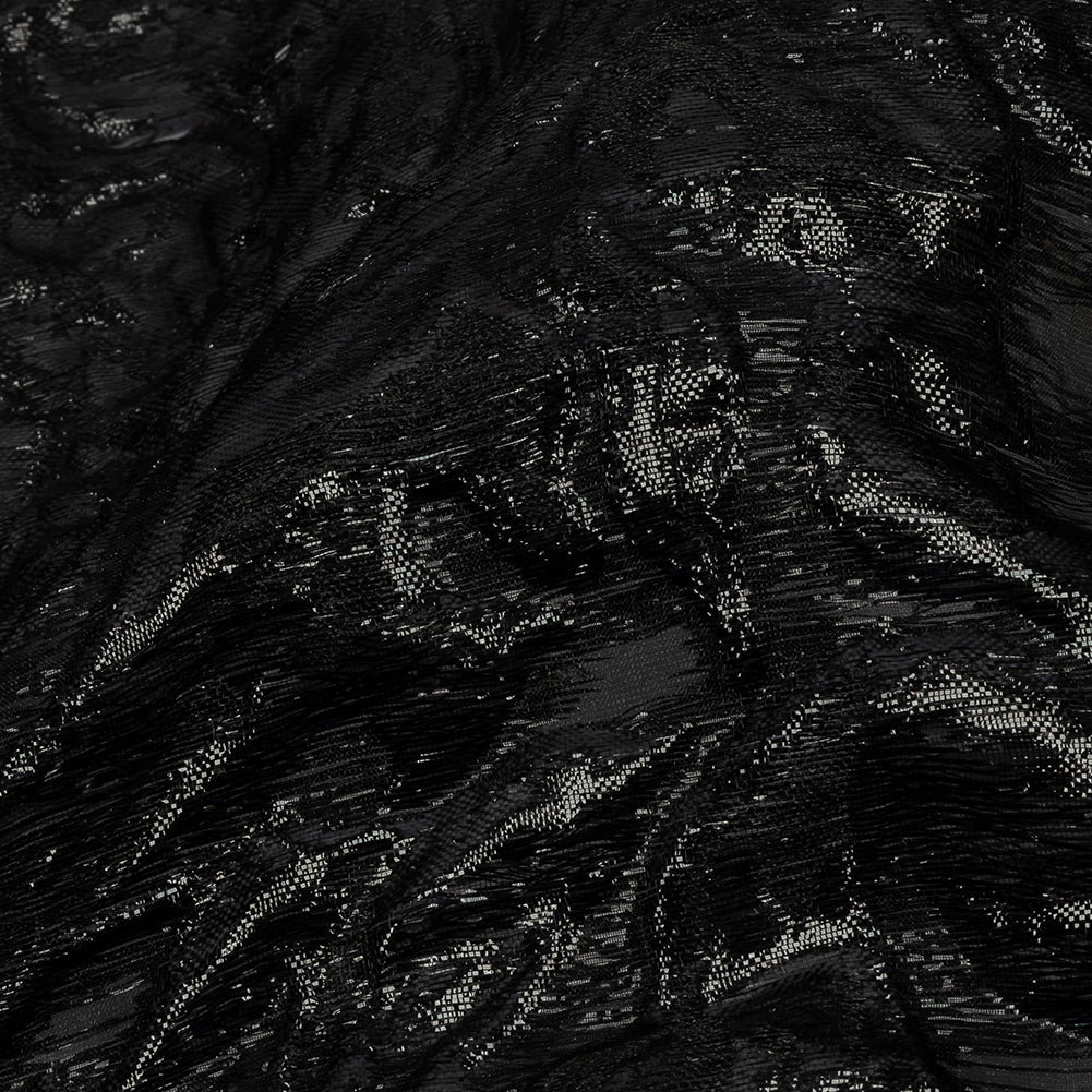 Metallic Black Smoky Swirls Luxury Brocade