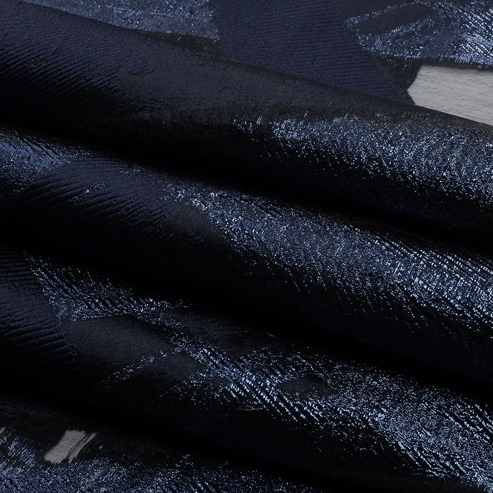 Metallic Navy Painterly Geometrics Luxury Burnout Brocade