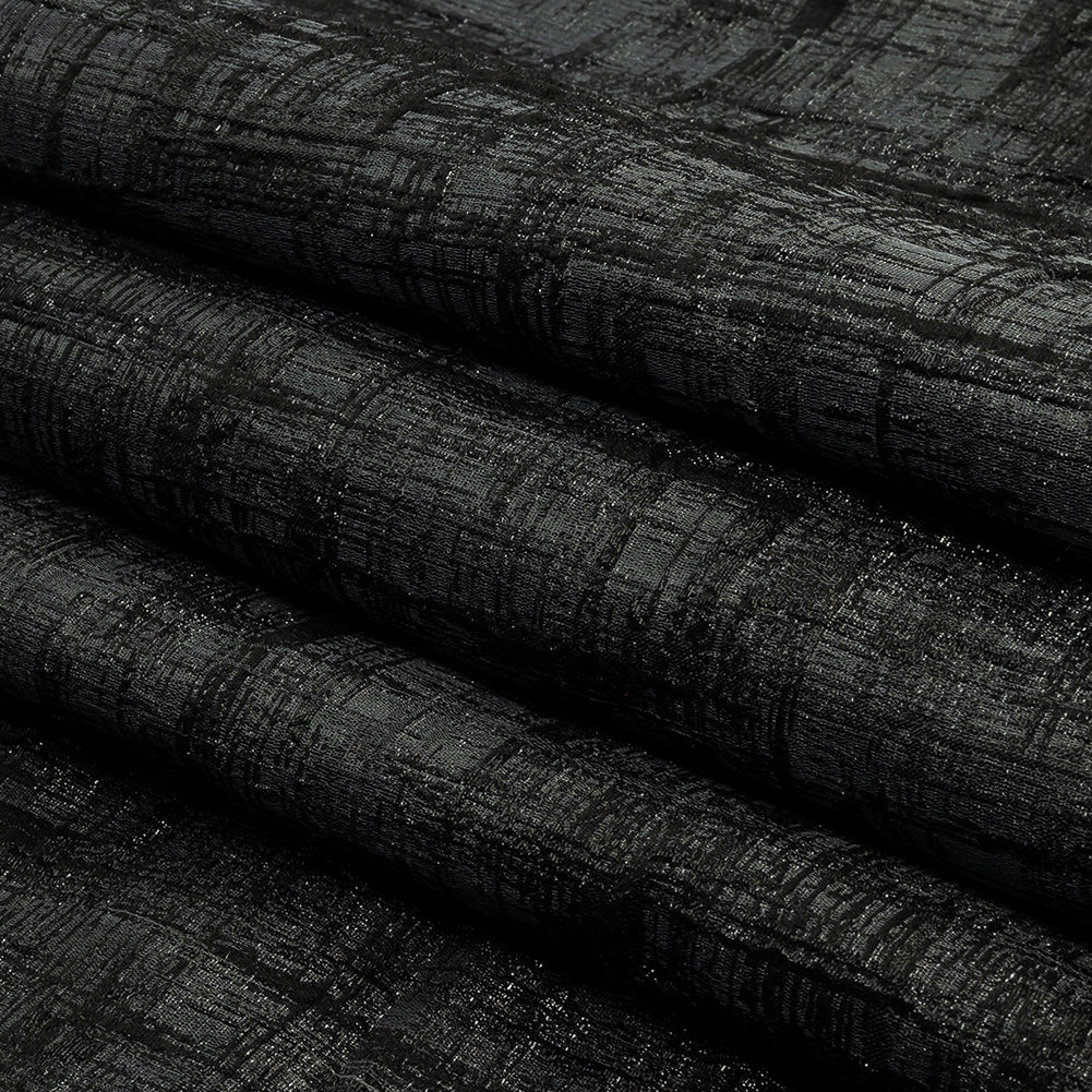 Metallic Black and Charcoal Crosshatching Luxury Brocade