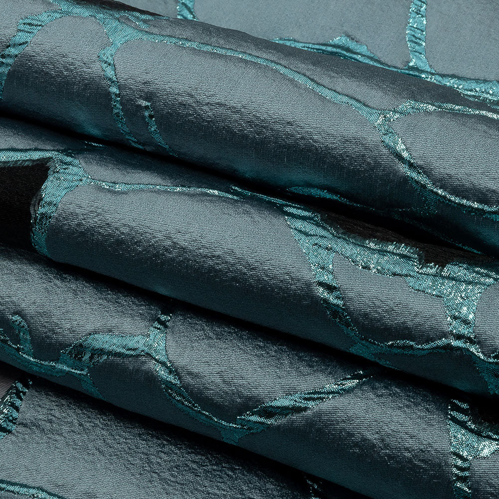 Metallic Light Blue Abstract Luxury Burnout Brocade