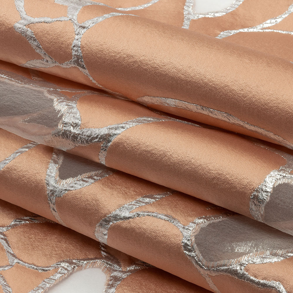 Metallic Silver and Creamsicle Abstract Luxury Burnout Brocade