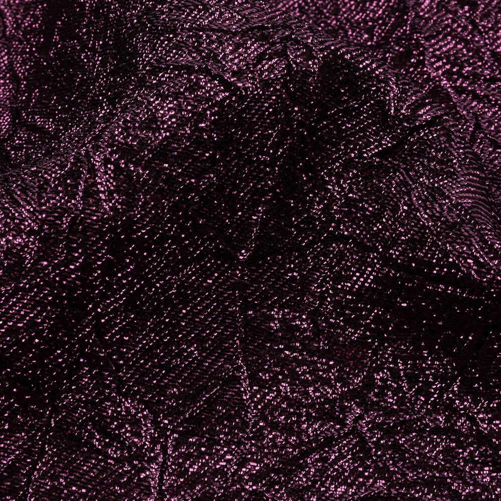 Astrolabe Metallic Dark Magenta Crinkled Luxury Brocade with Black Backing