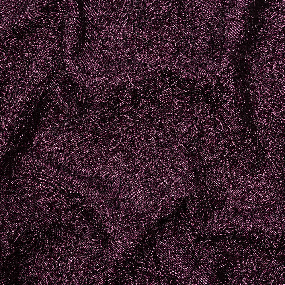 Astrolabe Metallic Dark Magenta Crinkled Luxury Brocade with Black Backing