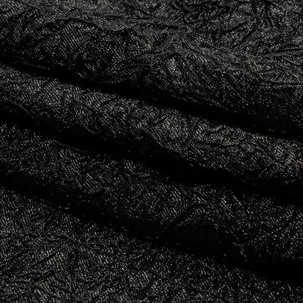 Astrolabe Metallic Black Crinkled Luxury Brocade with Black Backing