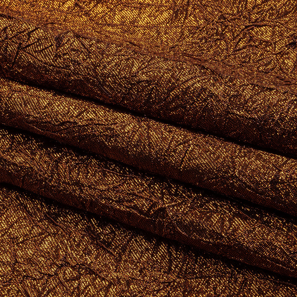 Astrolabe Metallic Orange Crinkled Luxury Brocade with Black Backing