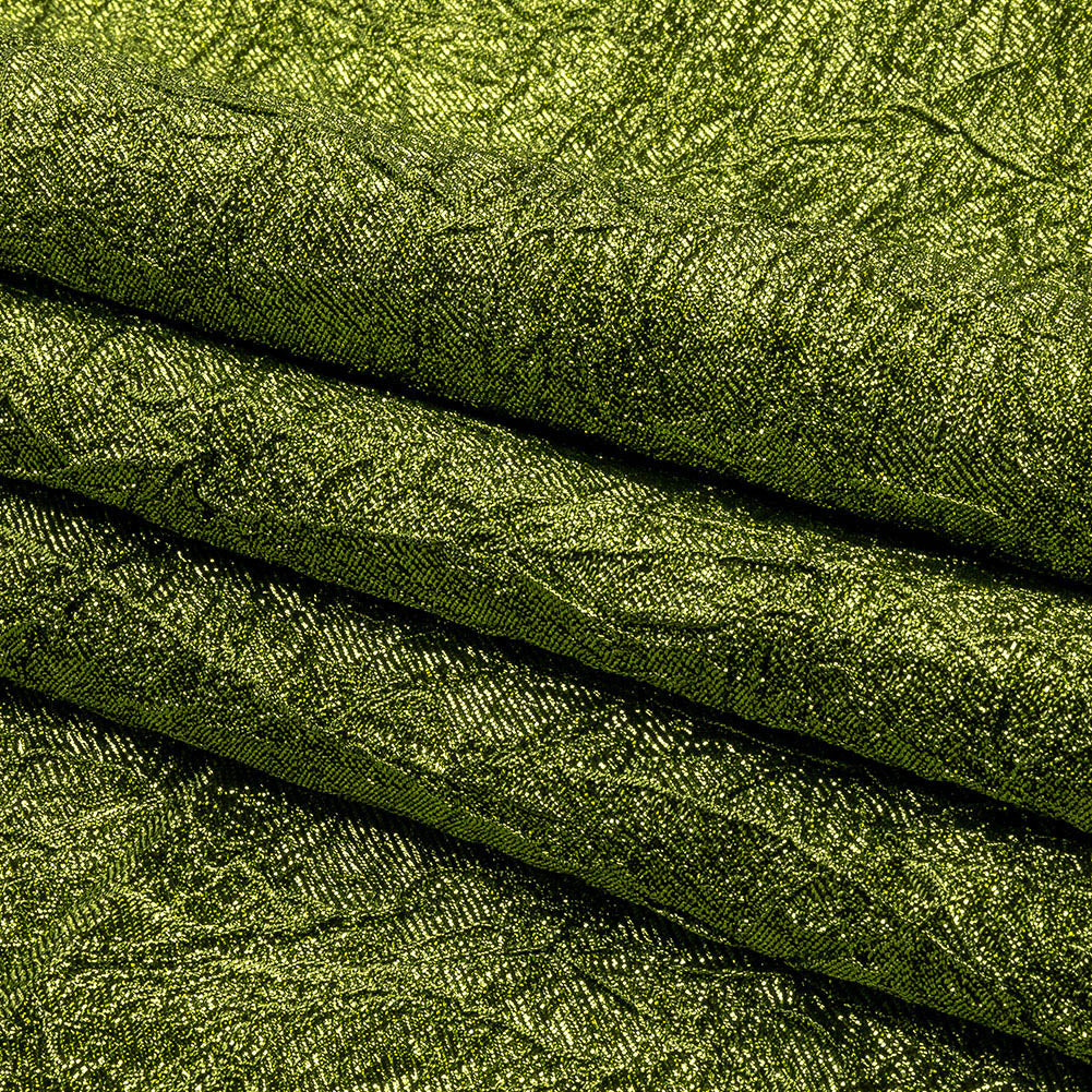 Astrolabe Metallic Lime Green Crinkled Luxury Brocade with Black Backing