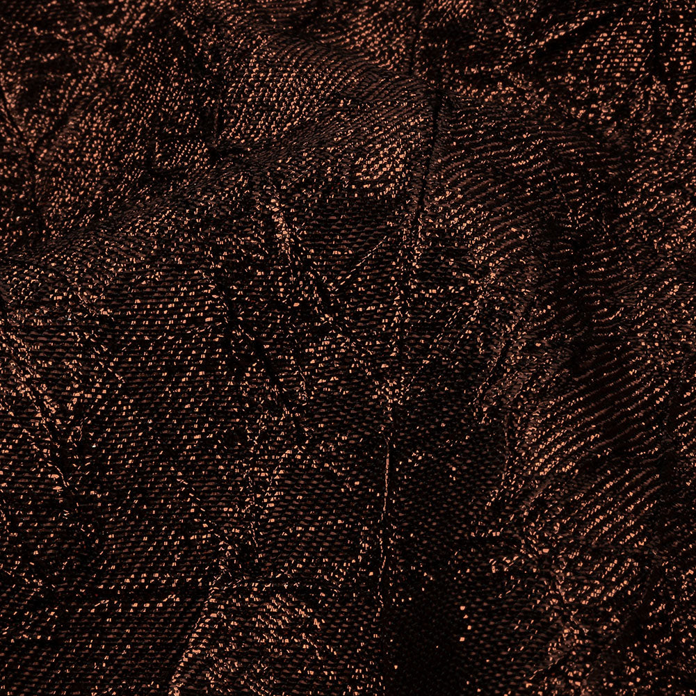 Astrolabe Metallic Dark Copper Crinkled Luxury Brocade with Black Backing