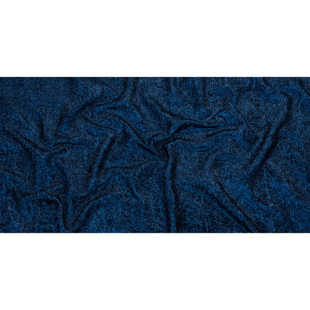 Astrolabe Metallic Navy and Royal Blue Crinkled Luxury Brocade with Black Backing