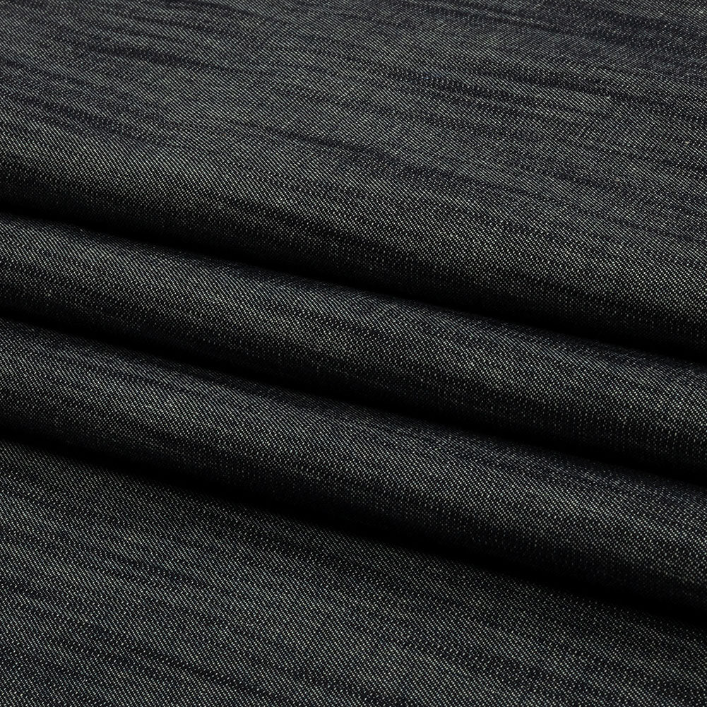 Italian Muted Indigo Striated Lightweight Cotton Denim