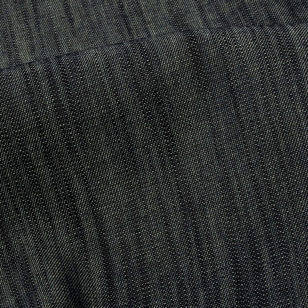 Italian Muted Indigo Striated Lightweight Cotton Denim