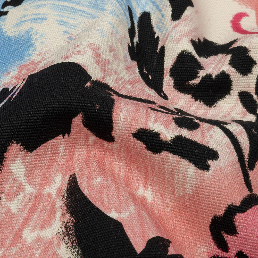 Stretch Cotton Canvas Print - Blue, Pink and White Graffiti - Mood Exclusive Graffiti Lane
