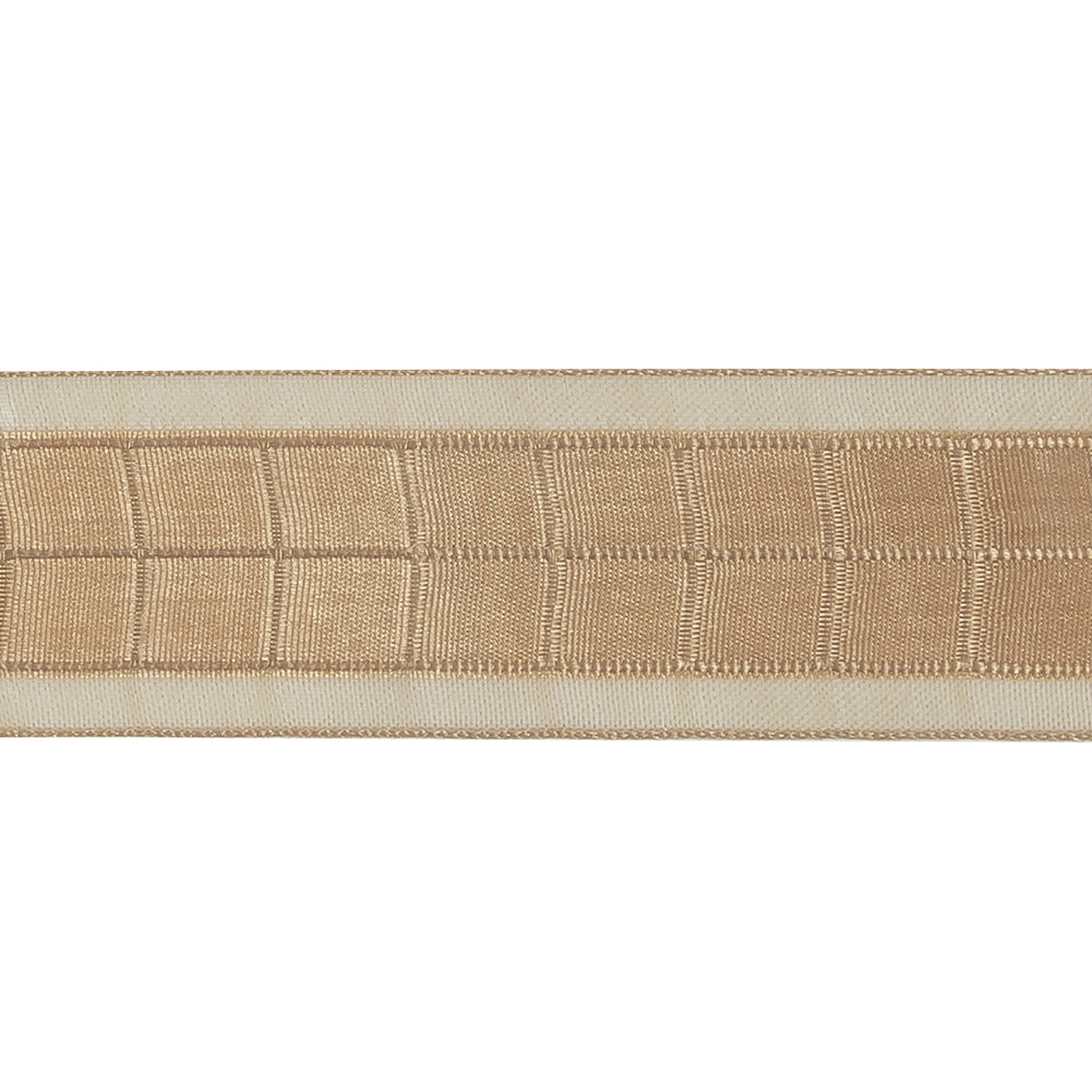 Beige Squares and Sheer Borders Ribbon - 1"