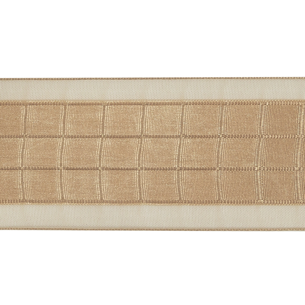 Beige Squares and Sheer Borders Ribbon - 36mm