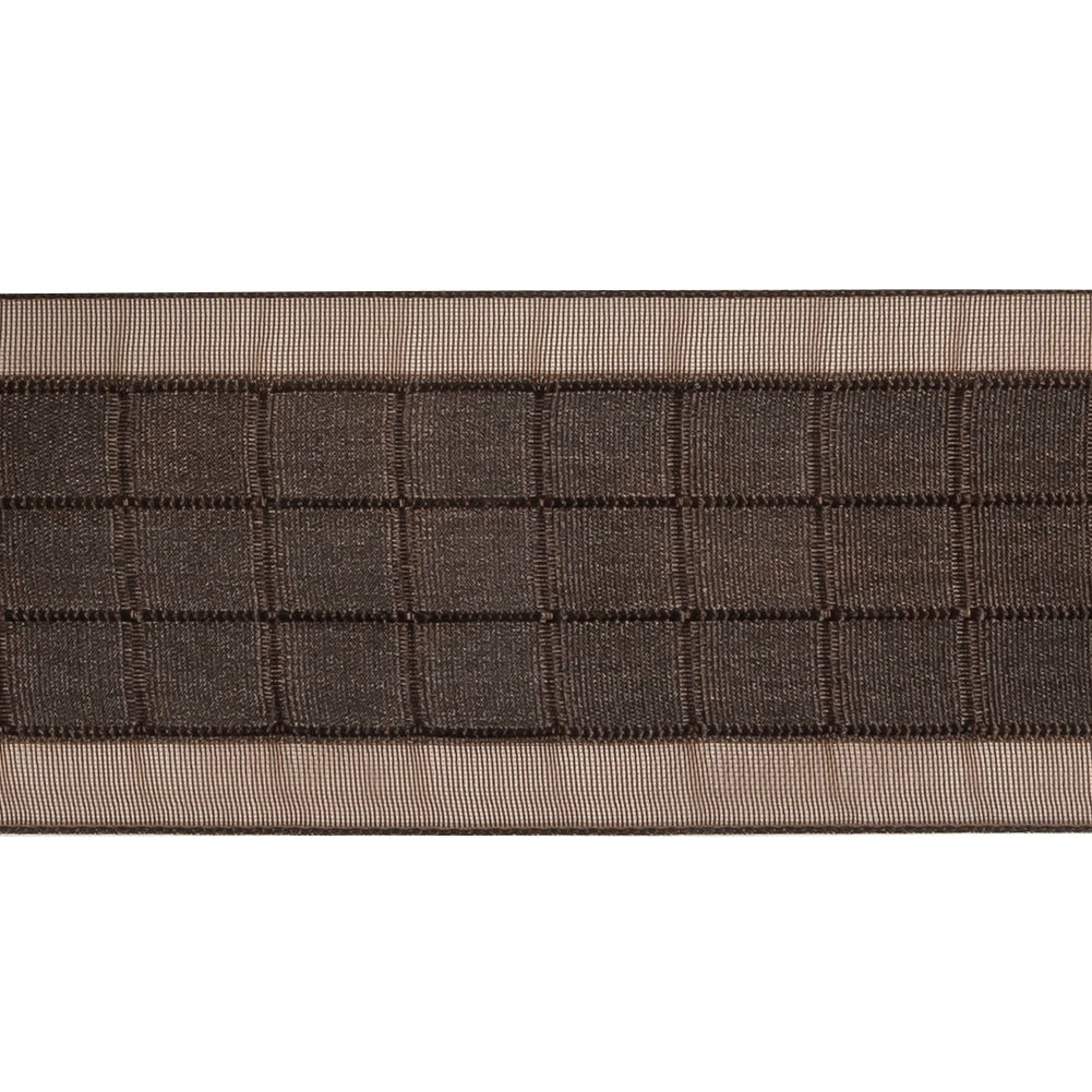 Brown Squares and Sheer Borders Ribbon - 36mm