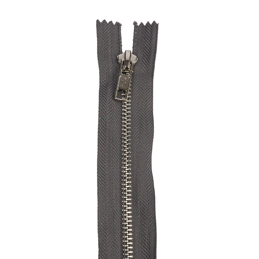 Charcoal and Silver T5 Closed End Metal Zipper - 36"