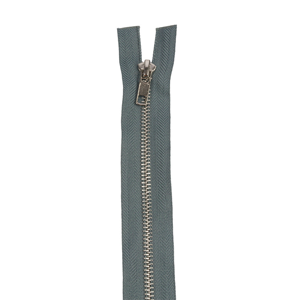 Steel Gray and Silver T5 Open End Metal Zipper with Two Pulls - 36"