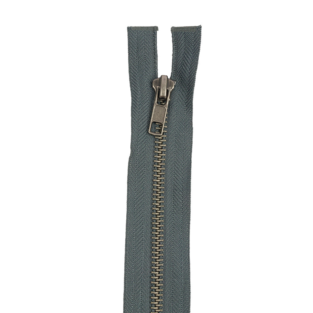Steel Gray and Matte Gunmetal T5 Open End Metal Zipper with Two Pulls - 36"