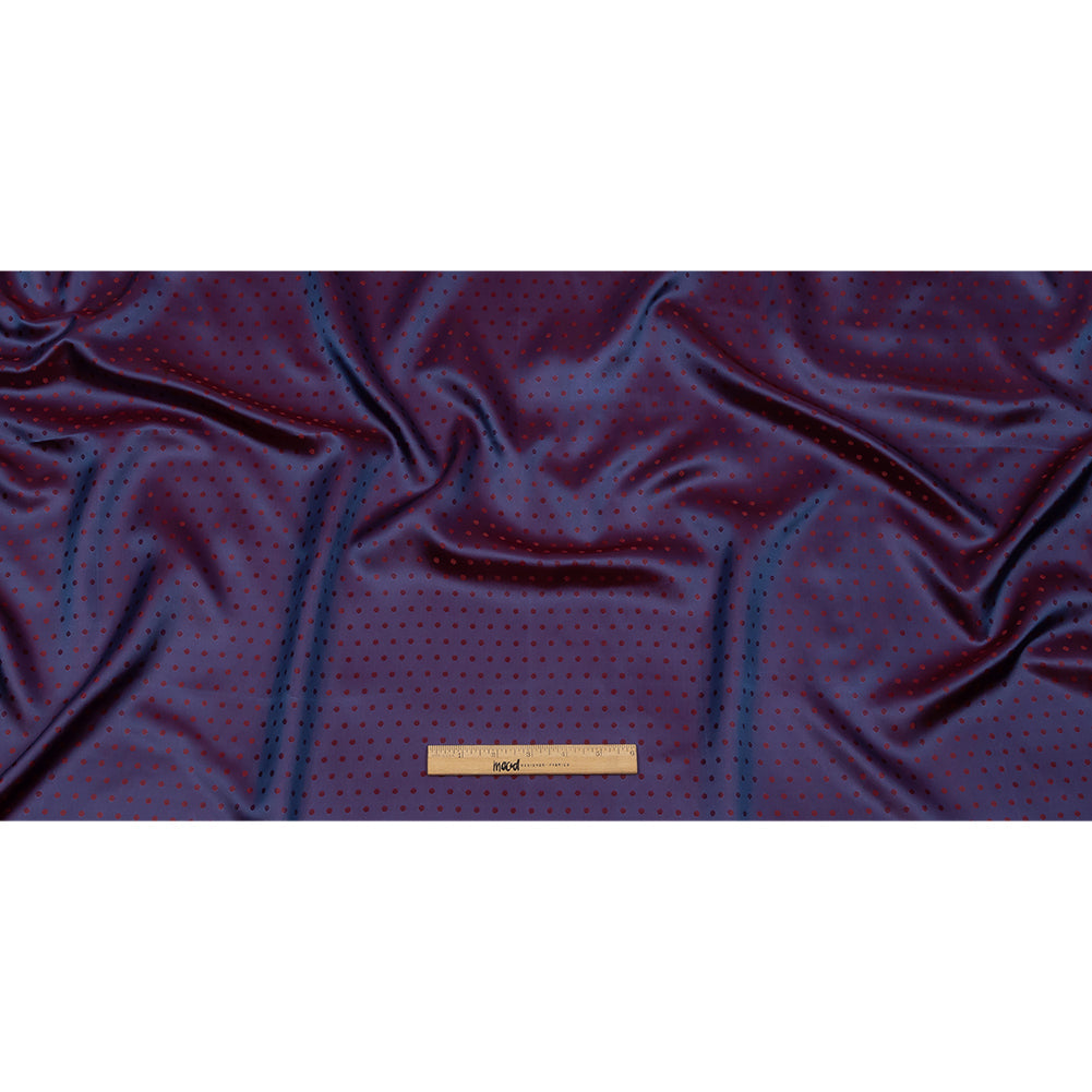 Wine and Blue Bi-Color Polkadots Jacquard Lining